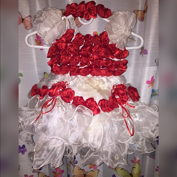 Girl red and wire dress